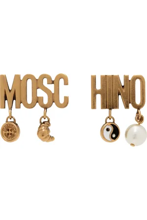 Moschino Gold Lettering Drop Earrings