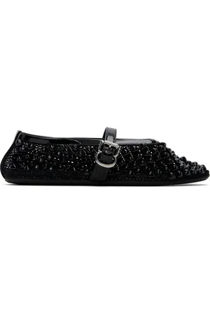 Alaïa Black Studded Fishnet Ballerina Flats