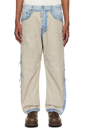 Dsquared2 Blue & Beige Super Ripped Mixed Kawaii Jeans