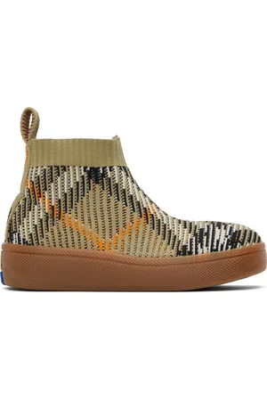 Burberry Kids Beige Check Sock Sneakers