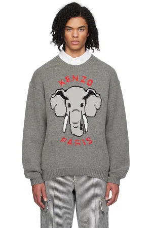 Kenzo Gray Paris Elephant Sweater