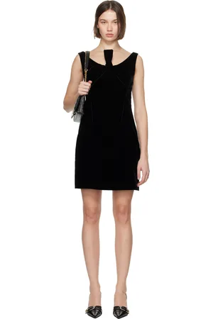 Givenchy Black Velvet Bow Detail Mini Dress