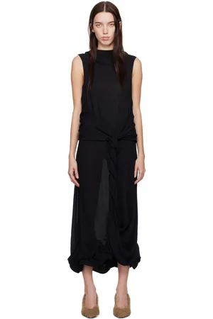 J.W.Anderson Black Twisted Drape Sheer Maxi Dress