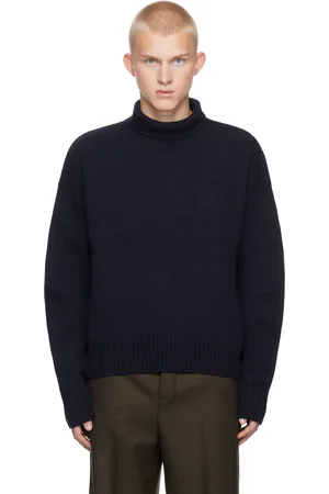 Ami Navy Embossed Ami de Coeur Turtleneck