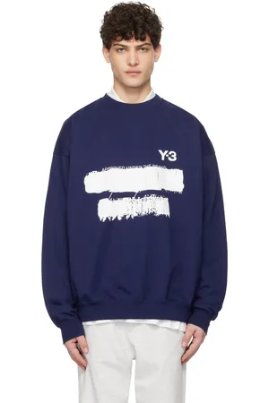 Y-3 Blue Graphic Crew Sweatshirt