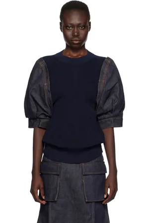 SACAI Navy Paneled Sweater