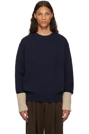 DRIES VAN NOTEN Navy Rolled Cuff Sweater