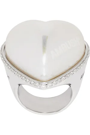 AMBUSH Silver Large Pearl Heart Ring