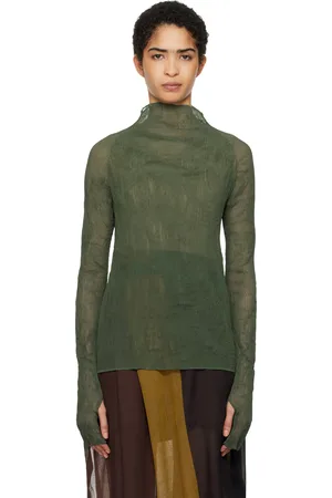 Issey Miyake Khaki Chiffon Twist 3 Turtleneck