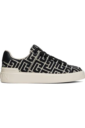 Balmain Black & Off-White B-Court Monogram Sneakers