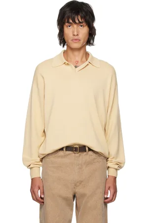 Auralee Beige Cashmere Silk Wool Knit Polo