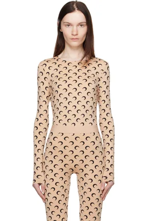 Marine Serre Tan Moon Printed Jersey Second Skin T-Shirt