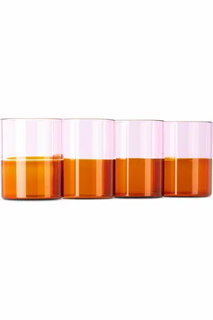 Fazeek Pink & Orange Two Tone Glasses Set, 4 pcs