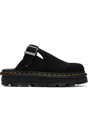 Dr. Martens Black Zebzag Suede Slingback Platform Mules