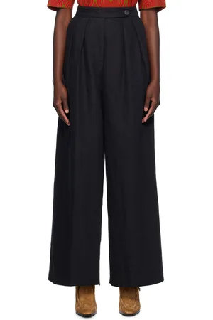 DRIES VAN NOTEN Black Wide Pleated Trousers