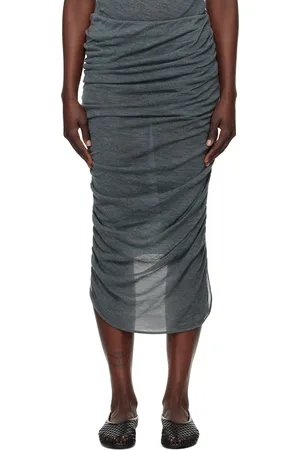 Issey Miyake Gray Ambiguous Wool Midi Skirt