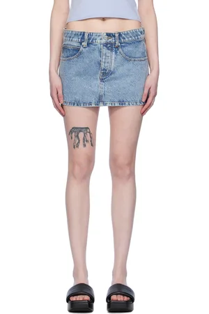 Alexander Wang Blue Rhinestone Denim Miniskirt