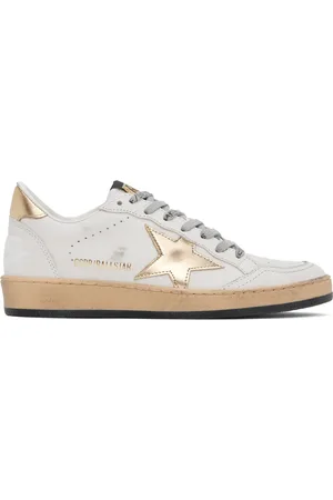 Golden Goose White & Gold Ball Star Sneakers