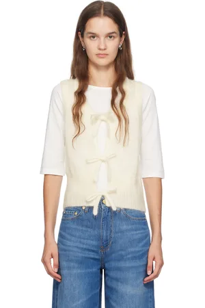 Ganni Off-White Light Mohair Tie String Vest