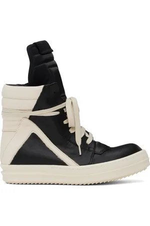 Rick Owens Black & Off-White Hollywood Geobasket Sneakers