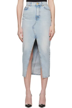Balmain Blue Denim Midi Skirt
