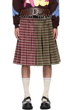 Chopova Lowena Red & Green June Knee Carabiner Skirt