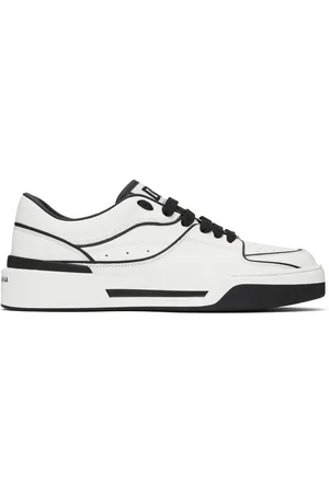 Dolce & Gabbana White & Black Calfskin New Roma Sneakers