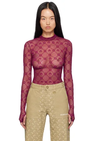 Marine Serre Purple Moonogram Mesh Flock Second Skin Top
