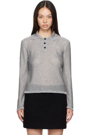 Msgm Gray Glitter Polo
