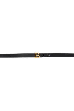 Balmain Black Thin Calfskin B Belt
