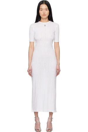 Paco rabanne White Pointelle Short Sleeve Maxi Dress