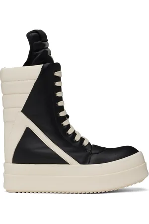 Rick Owens Black & Off-White Hollywood Mega Geobasket Sneakers