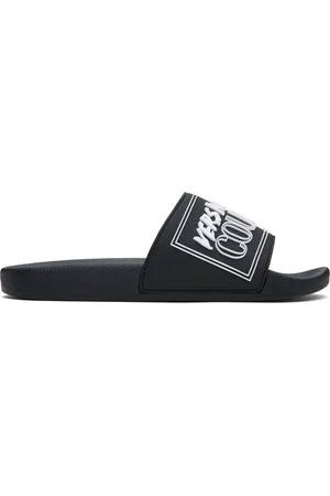 VERSACE Black Logo Shelly Pool Slides