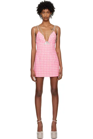 AREA Pink Deco Bow Minidress
