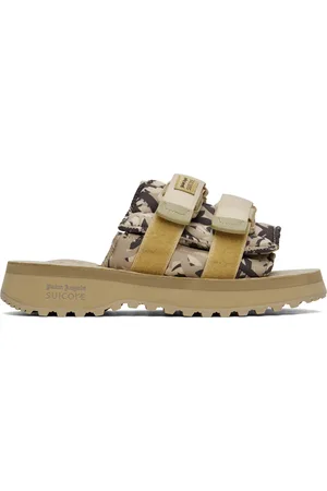 Palm Angels Beige & Black Suicoke Edition Moto-P Sandals