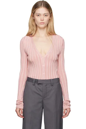 DANIELLE GUIZIO Pink Slinky Rib Cardigan