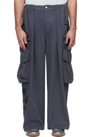 Collina Strada Blue Pleated Denim Cargo Pants