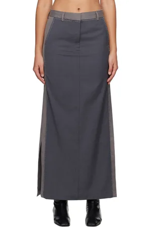 REMAIN Birger Christensen Gray Two-Color Maxi Skirt