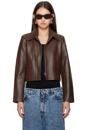 Nour Hammour Brown Bleeker Leather Jacket