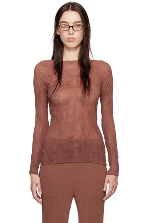 Issey Miyake Brown Chiffon Twist 2 T-shirt