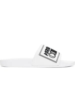 VERSACE White Logo Shelly Pool Slides
