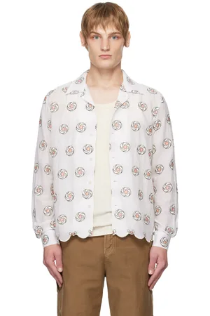 BODE White Floral Aperture Long Sleeve Shirt