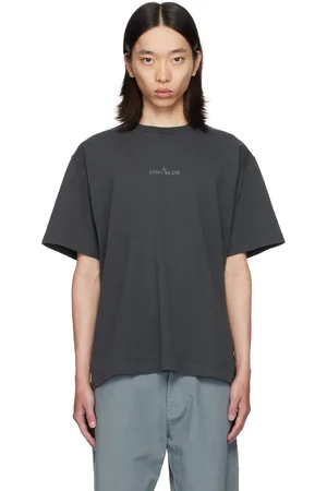 Stone Island Gray Embroidered-Logo T-Shirt