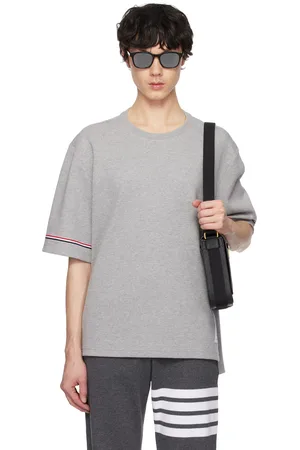 Thom Browne Gray Cotton Rugby Short Sleeve T-shirt