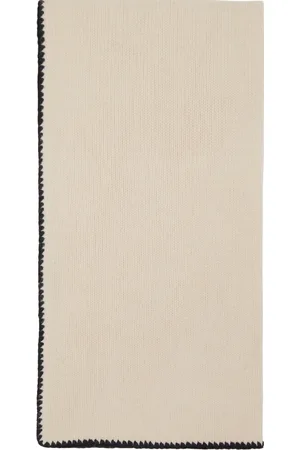 Totême Off-White Embroidered Wool Cashmere Scarf