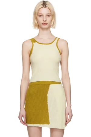 ECKHAUS LATTA Off-White & Tan Coastal Tank Top