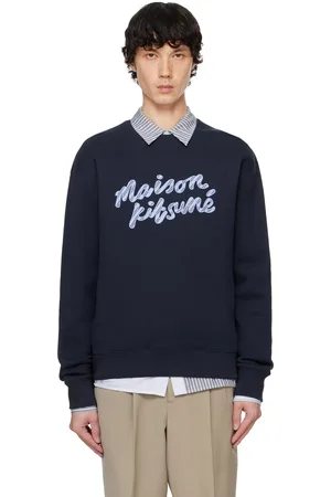 Maison Kitsuné Navy Handwriting Striped Comfort Sweatshirt