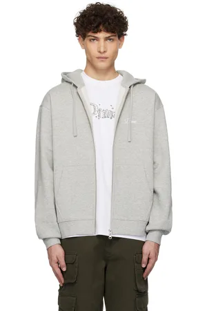 DIME Gray Cursive Small Logo Zip Hoodie