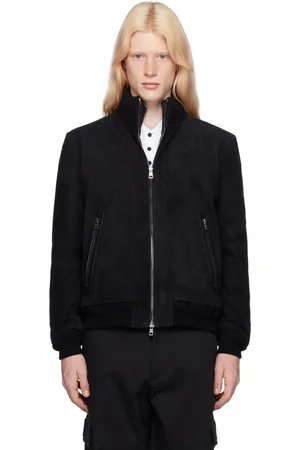 Moncler Black Fayal Leather Jacket & Down Vest Set