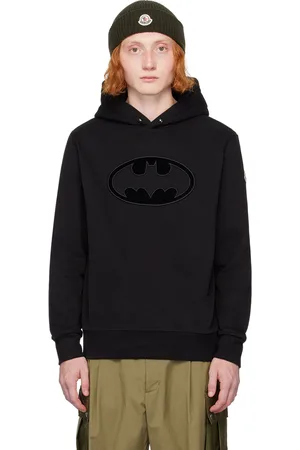 Moncler Black Flocked Batman Logo Hoodie